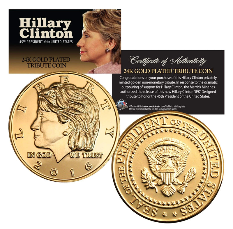 HILLARY CLINTON for President 2016 Coin 24KT Gold Plated Campaign Vote Democrat-1