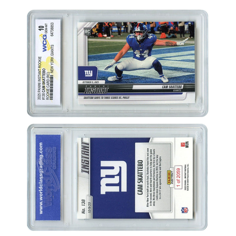 2025 NFL Panini CAM SKATTEBO NY Giants RB ROOKIE CARD RC #138 - GEM MINT 10-2