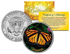 MONARCH BUTTERFLY JFK Kennedy Half Dollar US Colorized Coin-1