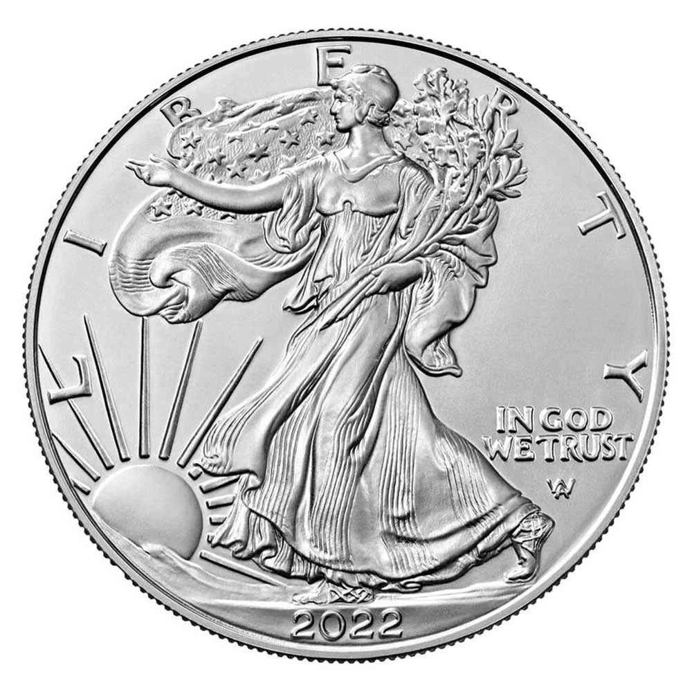 Moneda de plata americana bruñida de 1 oz por $1 2022-W con caja, OGP y certificado de autenticidad-3