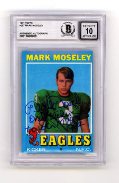 Mark Moseley 1971 Topps #257 Rookie RC Signed w/ MVP + Insc. BGS 10 Auto Eagles-1