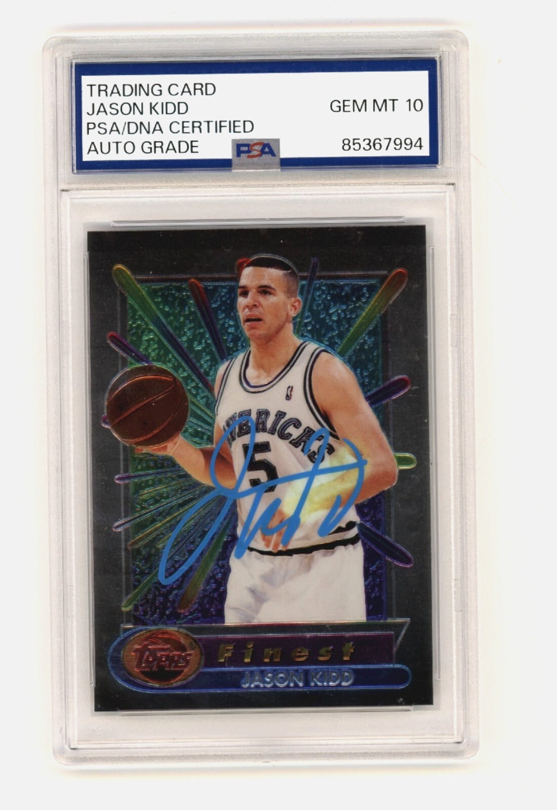 Jason Kidd 1994-95 Topps Finest #286 Rookie RC Signed 10 Auto PSA DNA-1