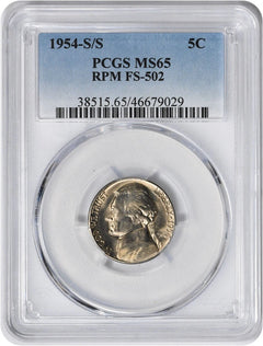 1954-S/S Jefferson Nickel RPM FS-502 MS65 PCGS-1