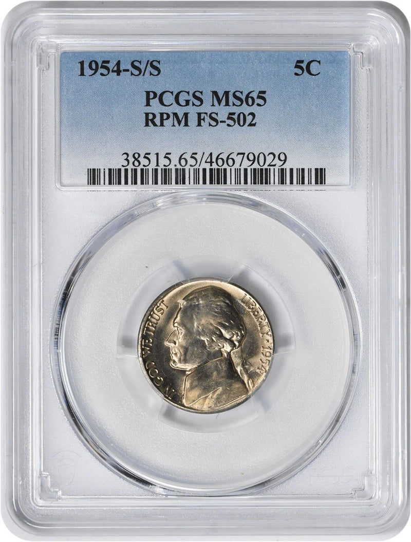 1954-S/S Jefferson Nickel RPM FS-502 MS65 PCGS-1