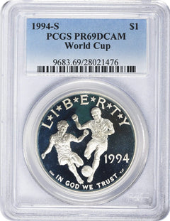 1994-S World Cup Silver Commemorative Dollar PR69DCAM PCGS Proof 69 Deep Cameo-1