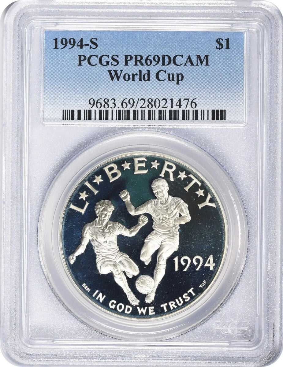 1994-S World Cup Silver Commemorative Dollar PR69DCAM PCGS Proof 69 Deep Cameo