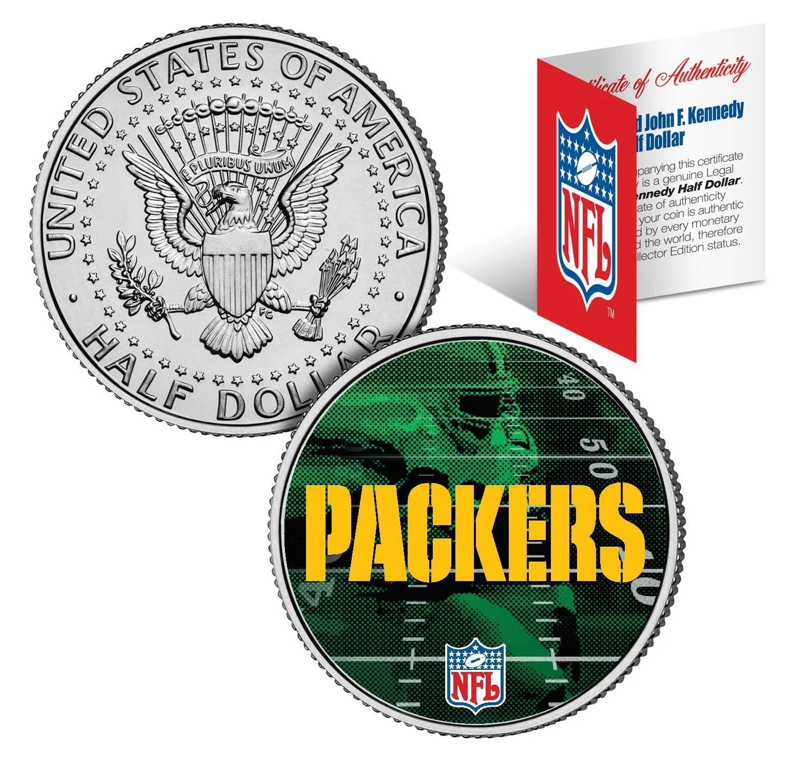 GREEN BAY PACKERS Field JFK Kennedy Half Dollar US Colorized Coin NFL Licensed-1