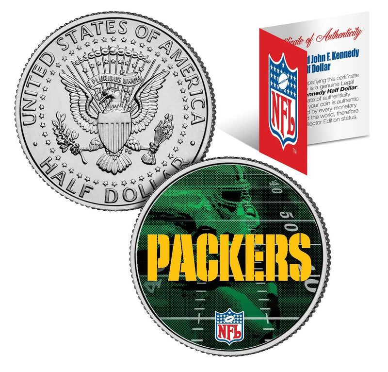 GREEN BAY PACKERS Field JFK Kennedy Half Dollar US Colorized Coin NFL Licensed-1