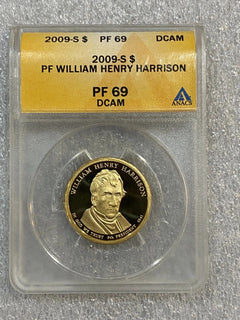 2009-S William Henry Harrison Presidential Dollar Proof Coin ANACS PF 69 DCAM-2