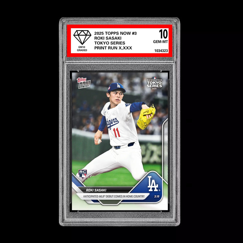 Graded 10 Roki Sasaki Rookie RC Tokyo Series 2025 MLB Topps NOW #3-1