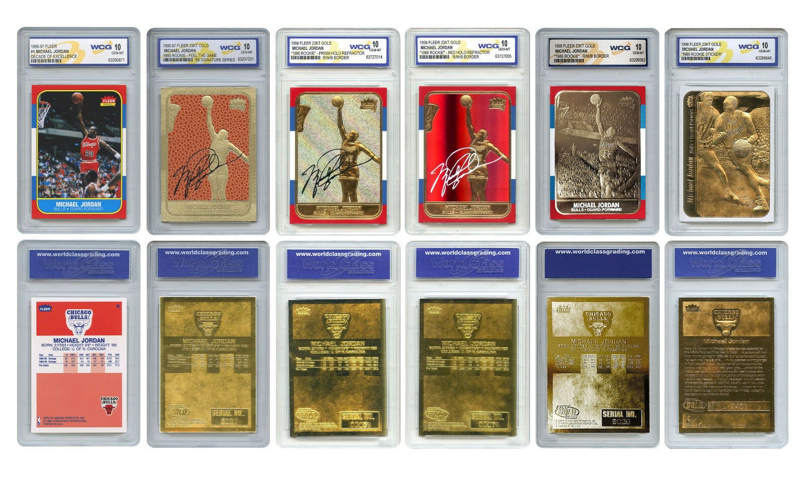 Michael Jordan Fleer ROOKIE Explosion 6-Card Set Special Refractors GEM MINT 10-2