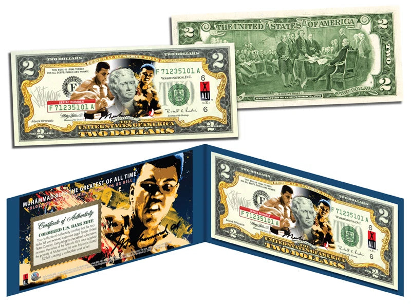 MUHAMMAD ALI "Petruccio Art" Legal Tender U.S. $2 Bill *OFFICIALLY LICENSED*-1