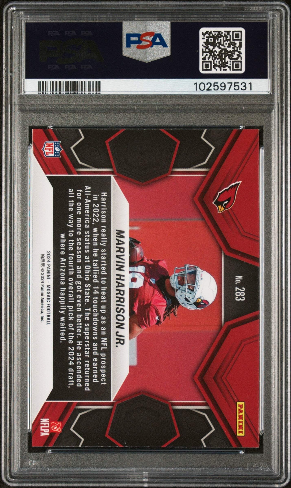 Graded 2024 Panini Mosaic Marvin Harrison Jr #283 Rookie RC Card PSA 8 Near Mint