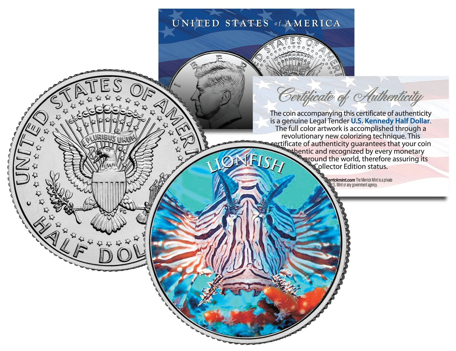 LIONFISH * Fish Series * JFK Kennedy Half Dollar U.S. Colorized Coin