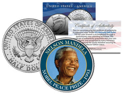 NELSON MANDELA * 1993 NOBEL PEACE PRIZE * Colorized JFK Half Dollar U.S. Coin-1
