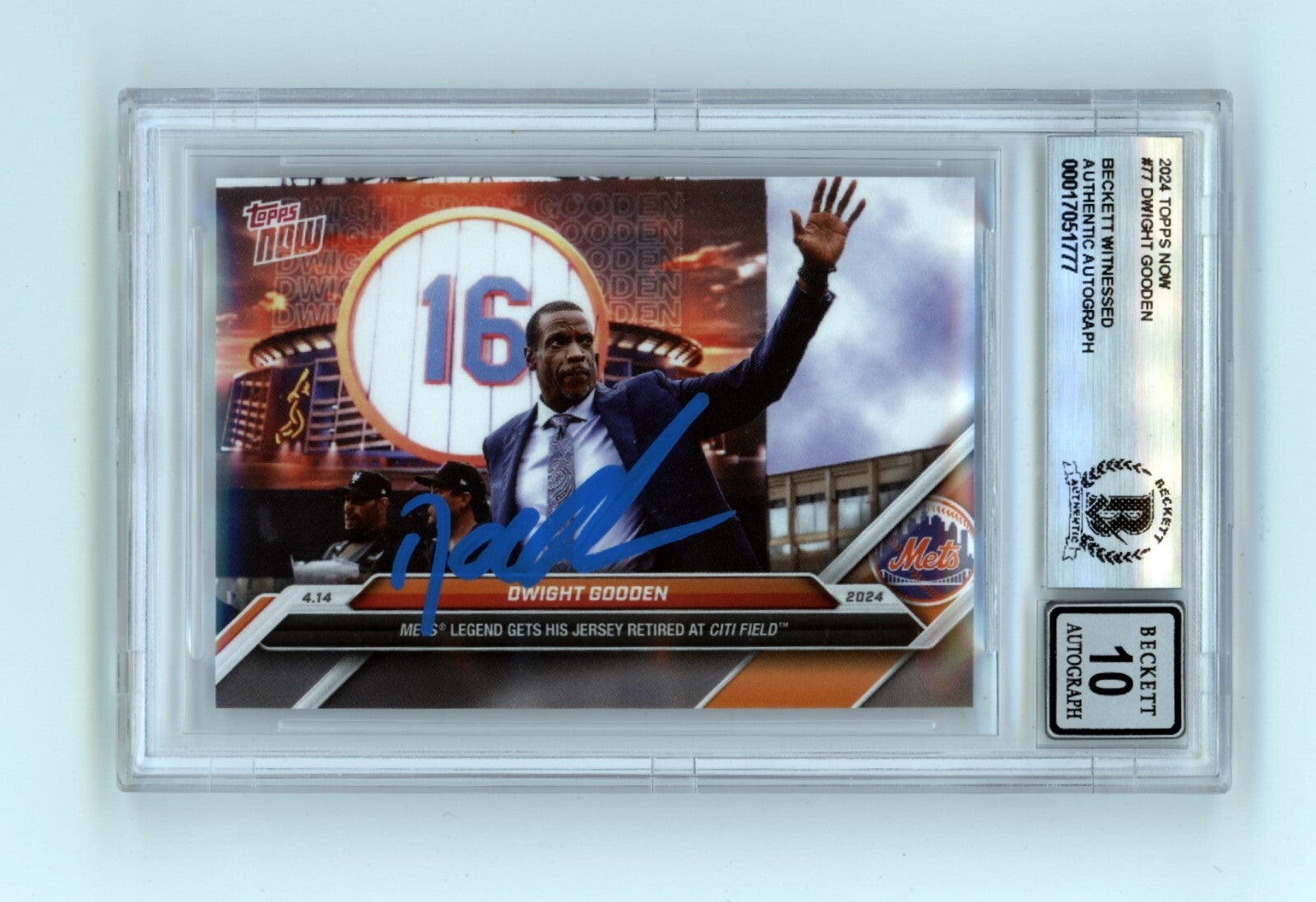 Dwight Doc Gooden 2024 Topps Now Jersey Retired Signed Beckett BAS BGS 10 Auto-1