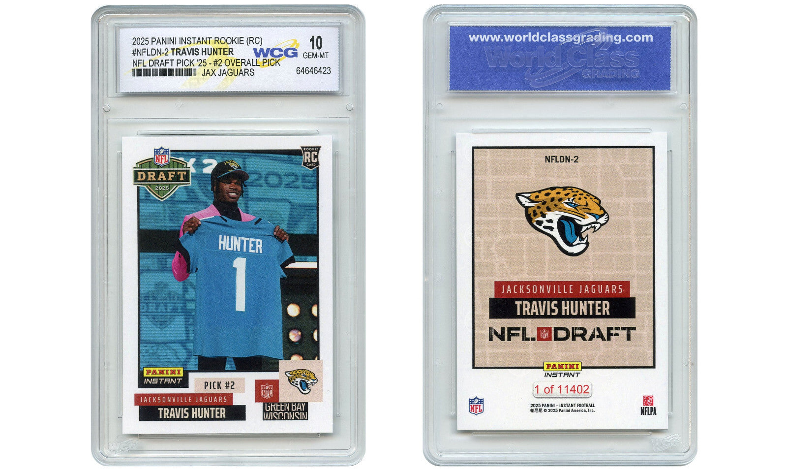 2025 Panini TRAVIS HUNTER NFL Draft Pick #2 ROOKIE CARD #NFLDN-2 - GEM MINT 10-1