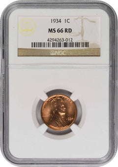 1934-P Lincoln Cent MS66RD NGC-1