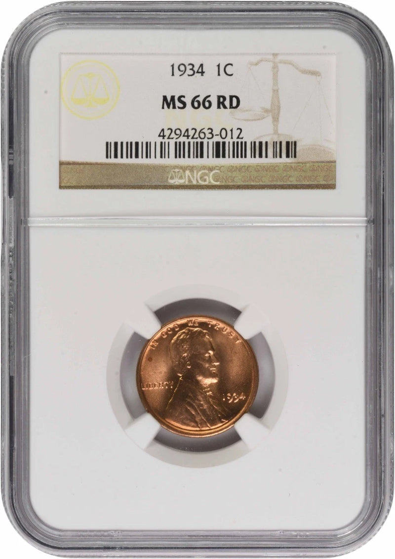 1934-P Lincoln Cent MS66RD NGC-1