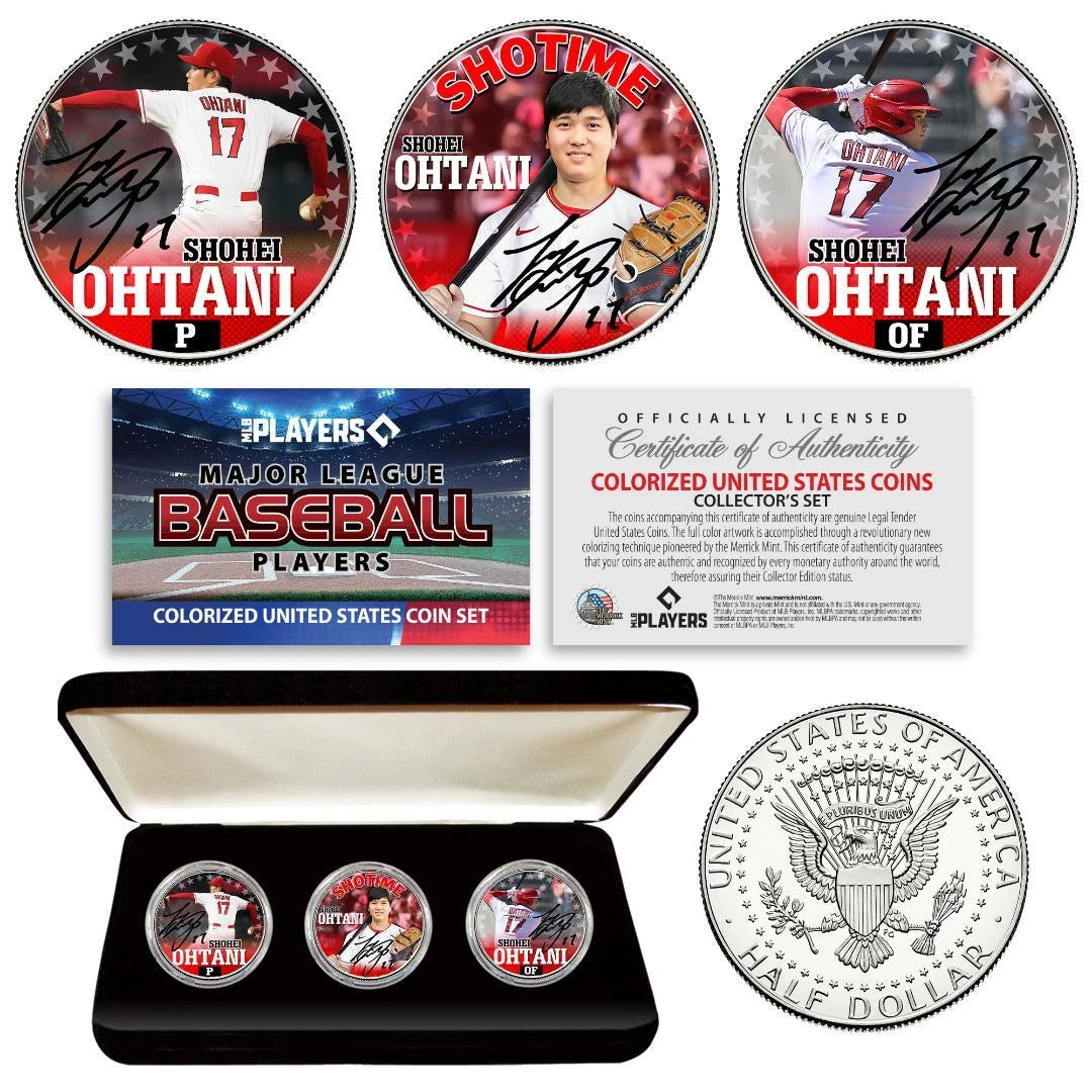 SHOHEI OHTANI Shotime Officially Licensed JFK Half Dollar 3-Coin Set w/ Box