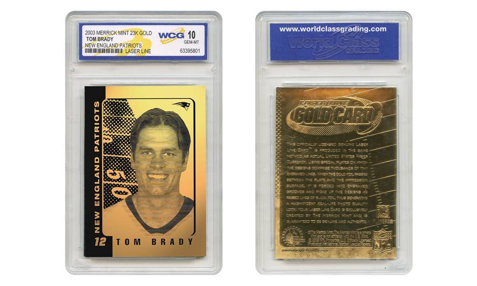 2003 TOM BRADY Laser Line NFL NEW ENGLAND PATRIOTS 23KT GOLD CARD - GEM-MINT 10