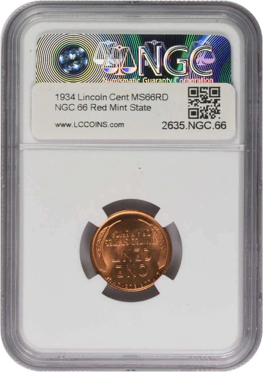 1934-P Lincoln Cent MS66RD NGC-2
