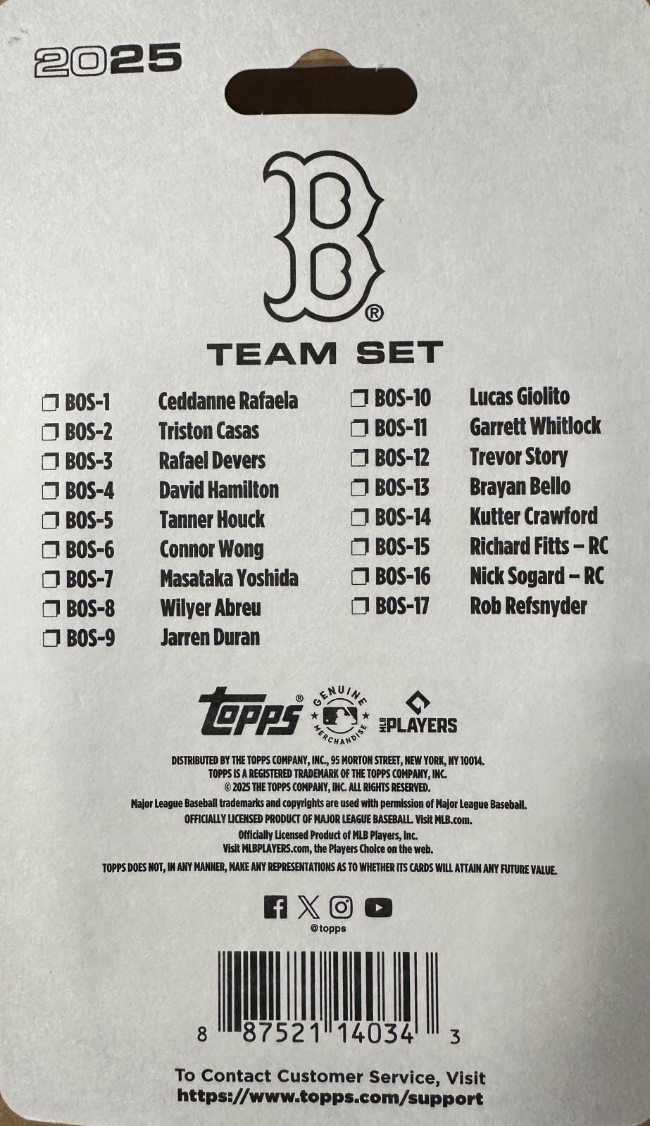 Boston Red Sox 2025 Topps Factory Sealed Team Set Devers Story 2 ROOKIE Cards-2