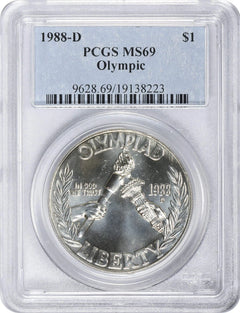 1988-D Olympic Silver Commemorative Dollar MS69 PCGS Mint State 69-1
