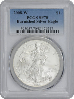 2008-W $1 American Silver Eagle Burnished SP70 PCGS-1