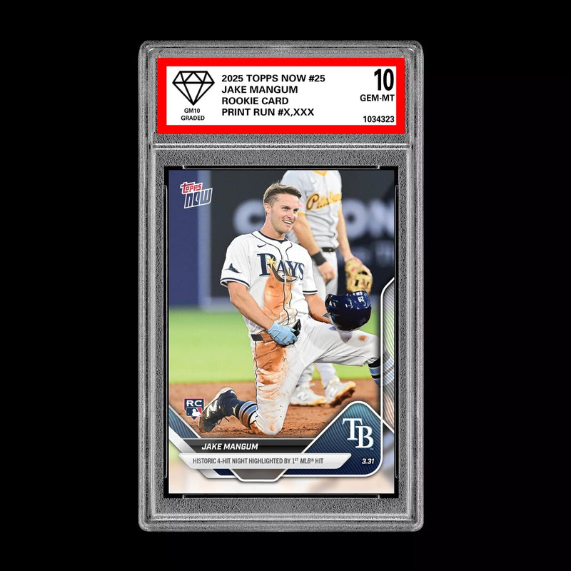 Graded 10 Jake Mangum #25 RC Rookie 2025 MLB TOPPS NOW Card Tampa-1