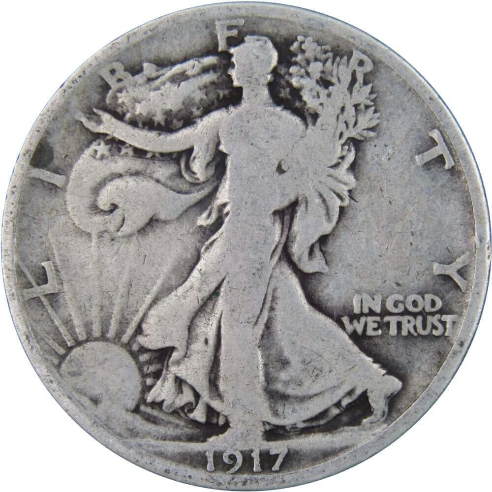 1917 Liberty Walking Half Dollar Circulated Silver 50c Coin-1