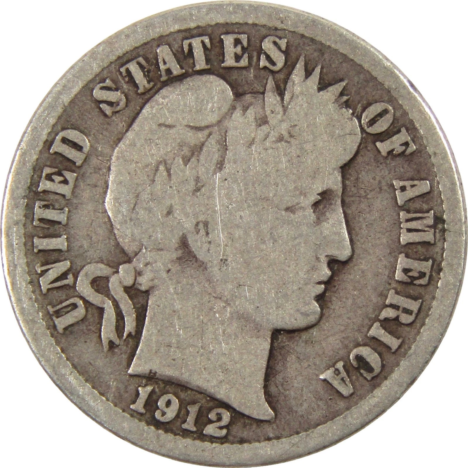 1912 D Barber Dime G Good Silver 10c Coin