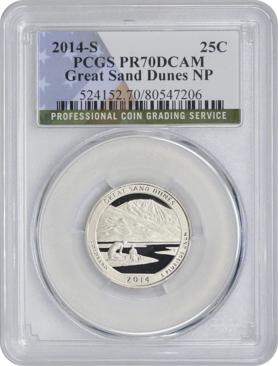 2014-S Flag Clad Great Sand Dunes Park Quarter PR70DCAM PCGS Proof 70 Deep Cameo