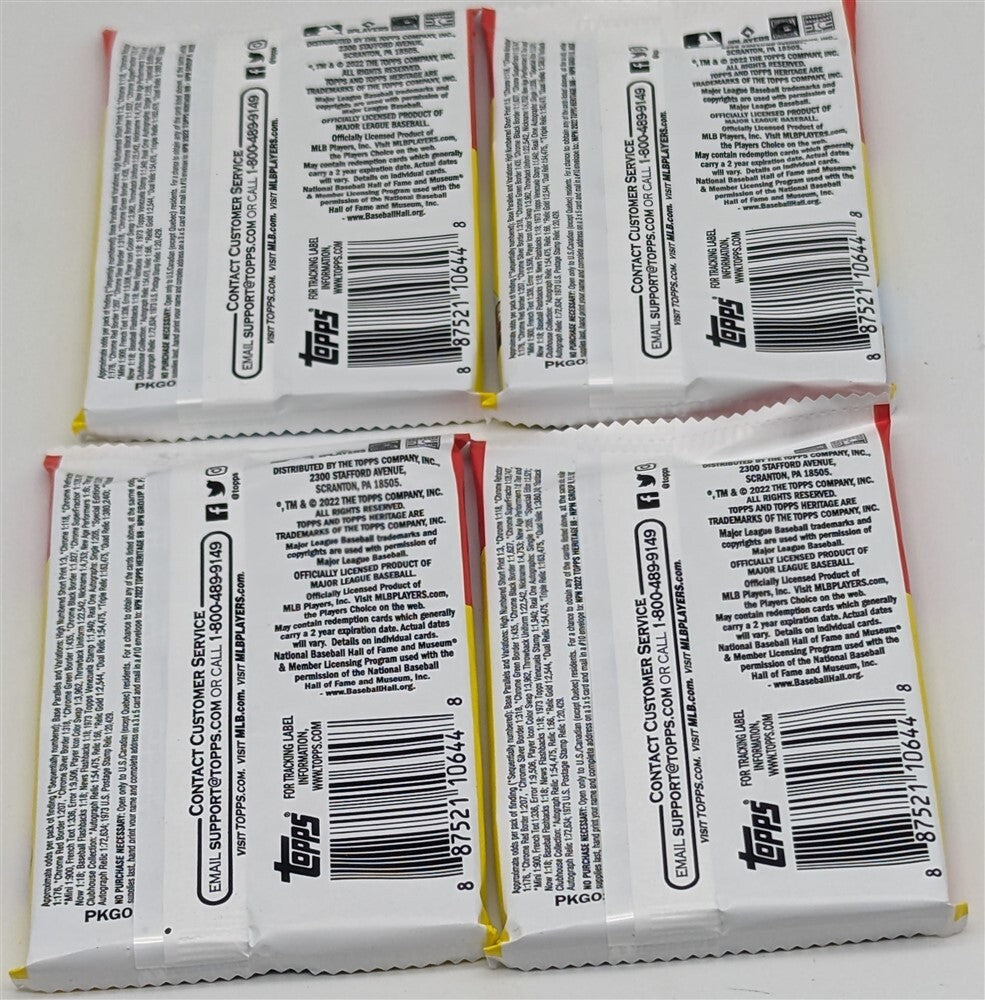 Art Set Lot of 4 Unopened Blaster Packs 2022 Topps Heritage MLB Baseball Cards-2