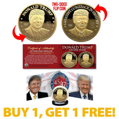 TRUMP 45th 47th President Legacy 1 OZ Golden Tribute Dual Flip Coin BOGO-2