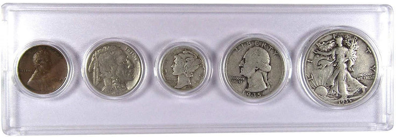 1935 Year Set 5 Coins in Circulated or Better Condition Collectible Gift Set-1