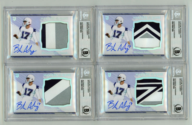 Brandon Aubrey 2023 Hits Memorabilia Silver H RPA Patch Auto RC #/17 BGS BAS-2