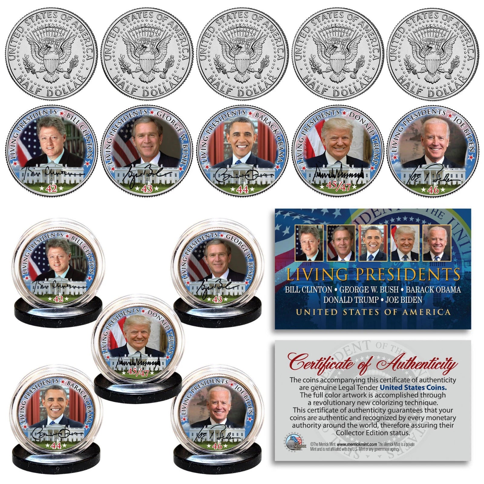 2025 LIVING PRESIDENTS Signature Series U.S. JFK Half Dollars 5-Coin Set TRUMP-3