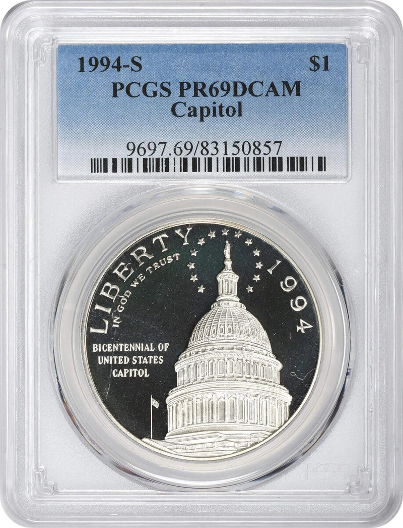 1994-S Capitol Silver Commemorative Dollar PR69DCAM PCGS Proof 69 Deep Cameo-1
