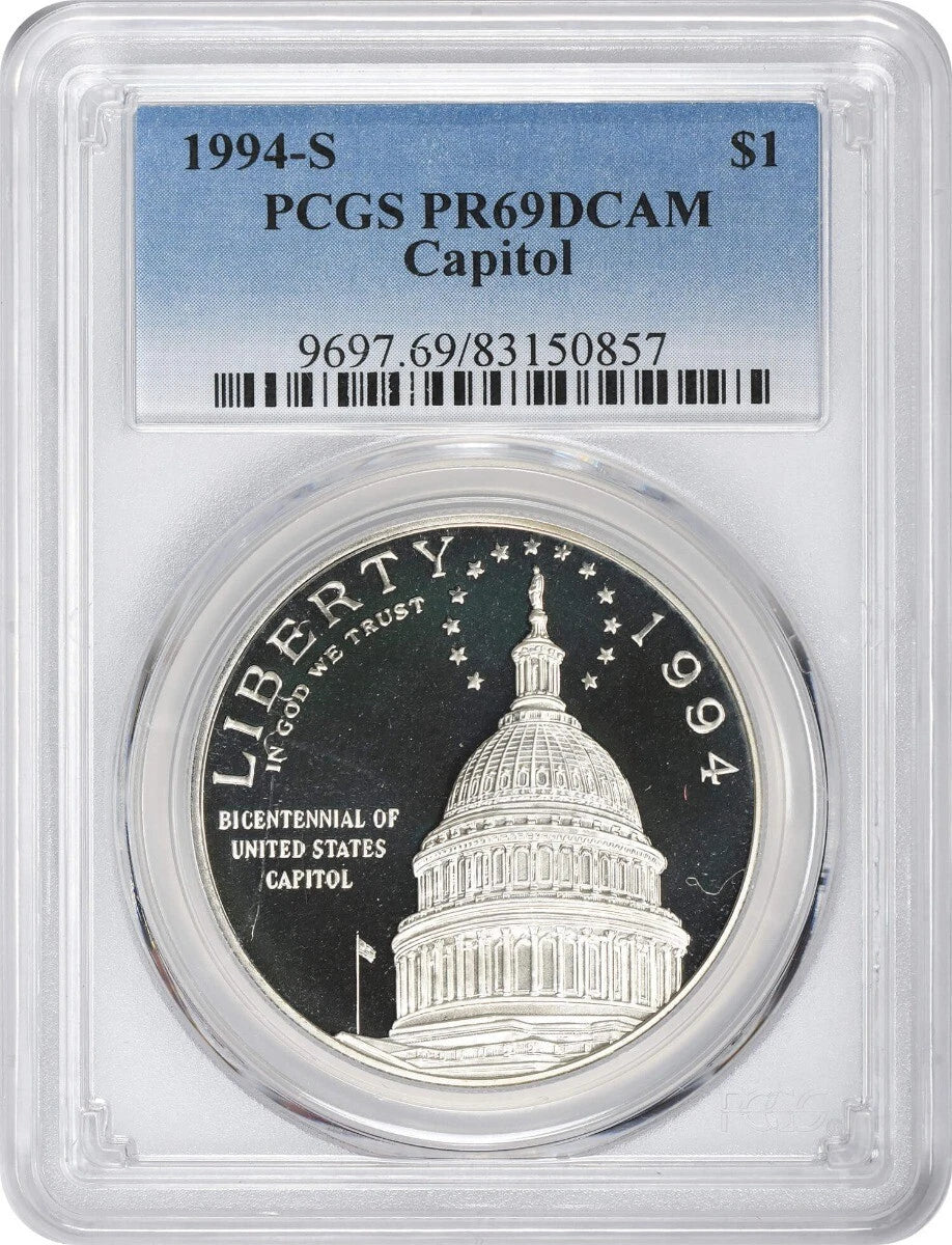 1994-S Capitol Silver Commemorative Dollar PR69DCAM PCGS Proof 69 Deep Cameo