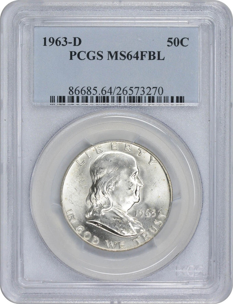 1963-D Franklin Silver Half Dollar MS64FBL PCGS-1