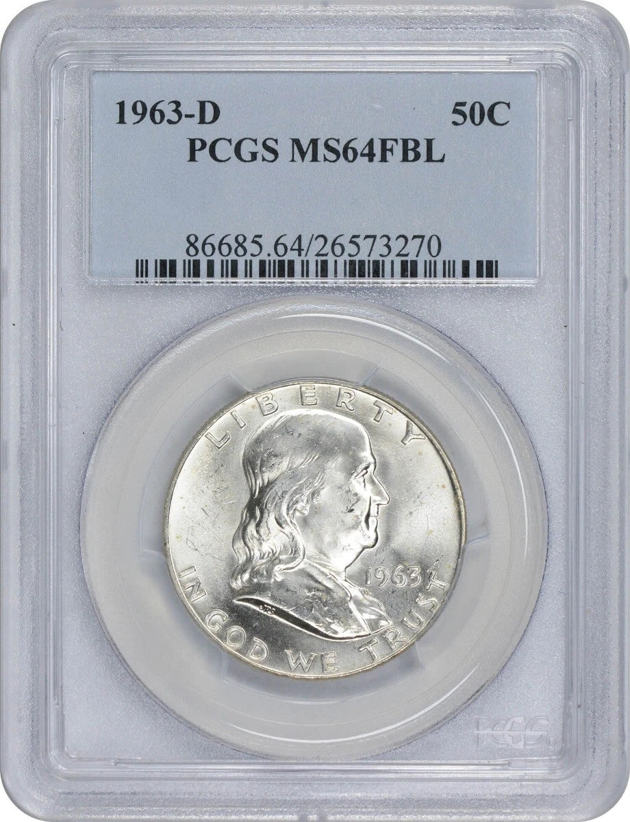1963-D Franklin Silver Half Dollar MS64FBL PCGS