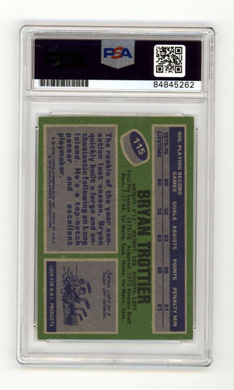 Bryan Trottier 1976-77 Topps #115 RC w/ HOF + ROY Ins Signed PSA Authentic Auto-2