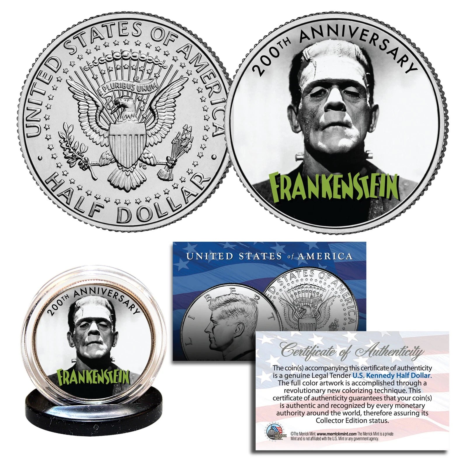 FRANKENSTEIN - The First 200 Years - 2018 Genuine JFK Half Dollar U.S. Coin