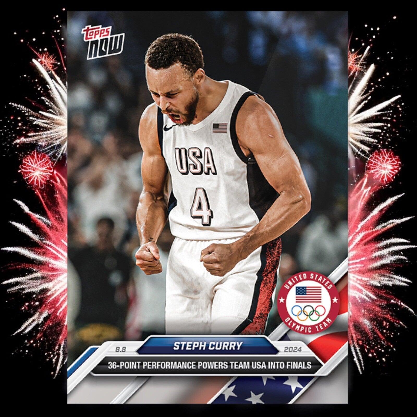 GRADED 10 2024 Topps NOW Olympics Card # 22 Team USA Steph Curry-3