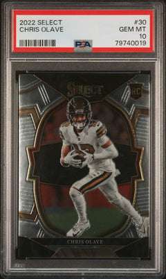 Graded 2022 Panini Select Chris Olave #30 Rookie RC Football Card PSA 10 Gem-1