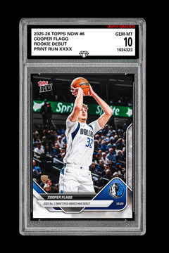 Graded 10 Cooper Flagg #6 1st Rookie Card Dallas Mavericks 2025-26 Topps Now RC-1