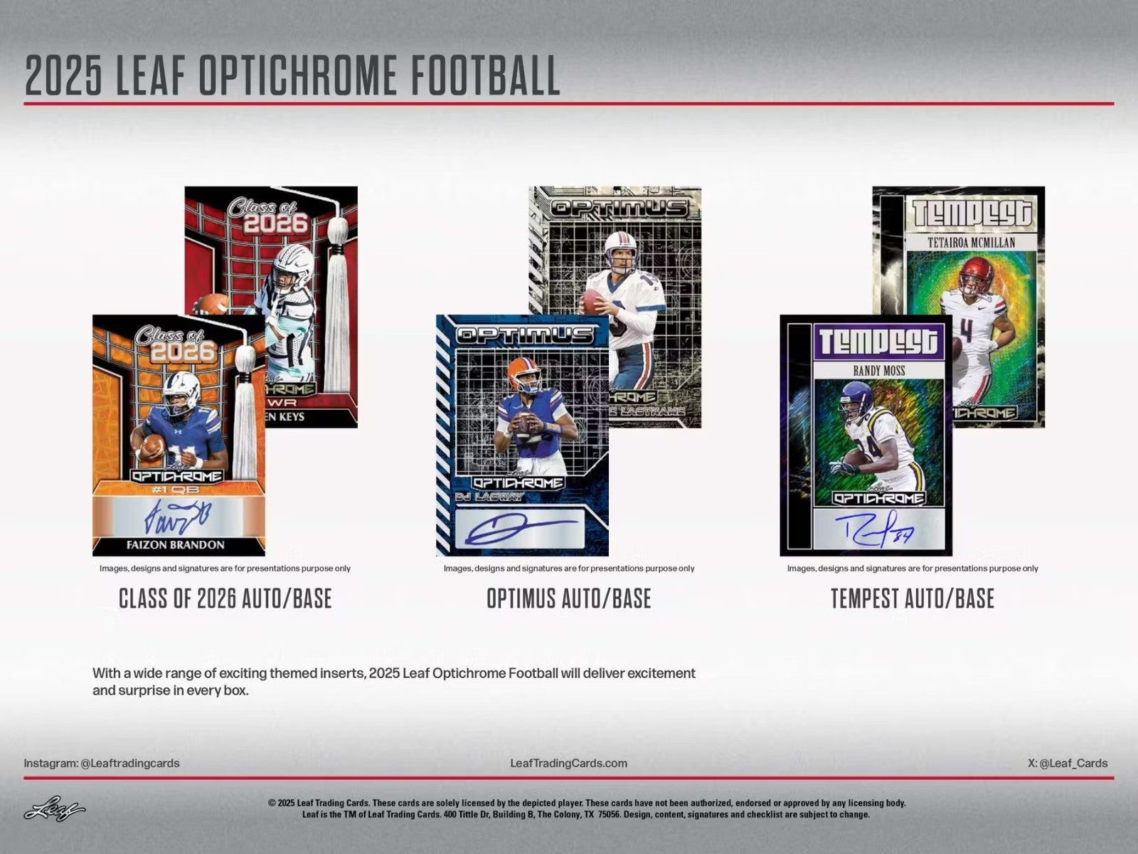 2025 Leaf Optichrome Football Factory Sealed Jumbo Box 12 Auto Autograph Per Box-5
