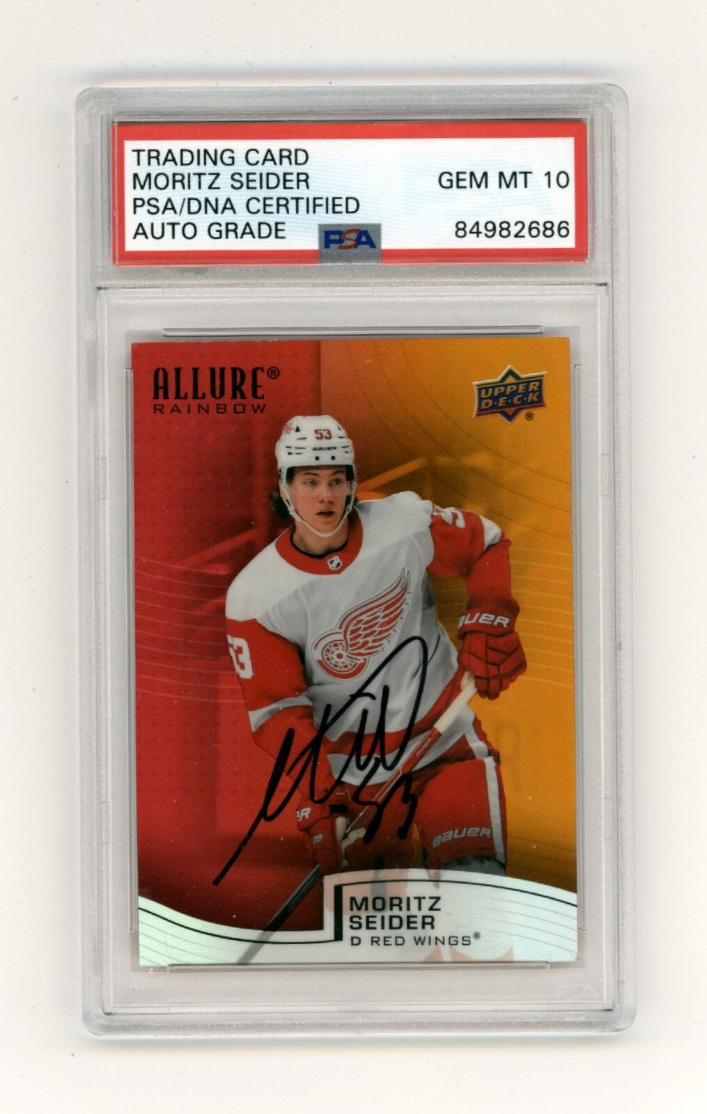 Moritz Seider 2021-22 Upper Deck Allure RO Rainbow #R-16 Rookie RC PSA 10 Auto-1
