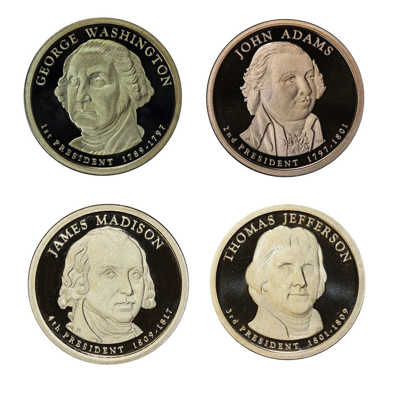 2007 -S Proof Presidential dollars - $1 Coin complete set of 4, Coins Only-2